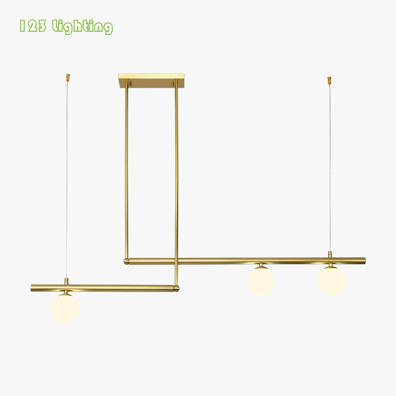 lustre en métal doré avec suspension en verre blanc pour éclairage moderne