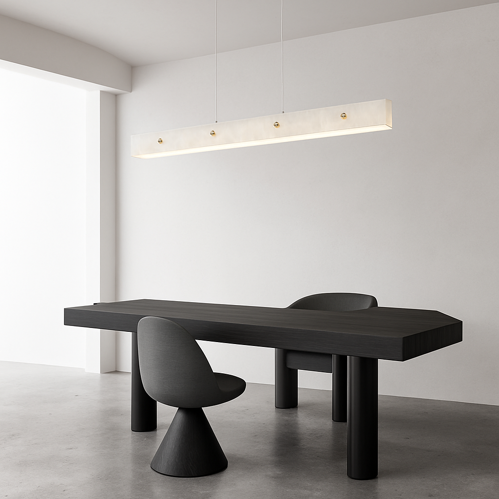 lustre en marbre et acier inoxydable à led dimmable