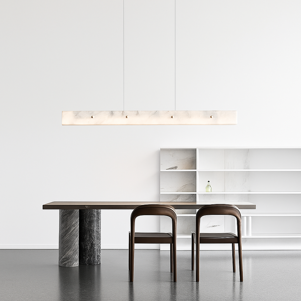 lustre en marbre et acier inoxydable à led dimmable