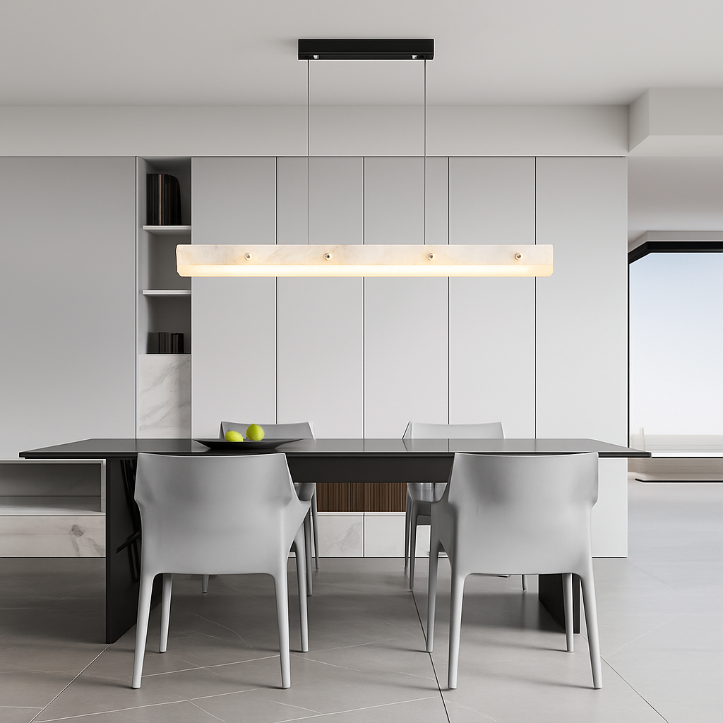 lustre en marbre et acier inoxydable à led dimmable