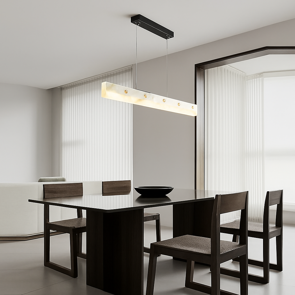 lustre en marbre et acier inoxydable à led dimmable