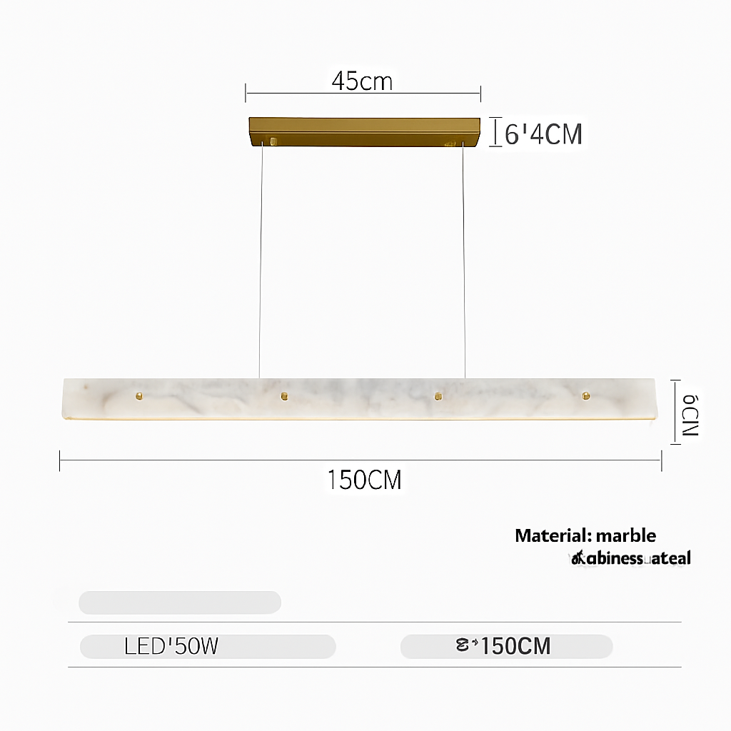 lustre en marbre et acier inoxydable à led dimmable