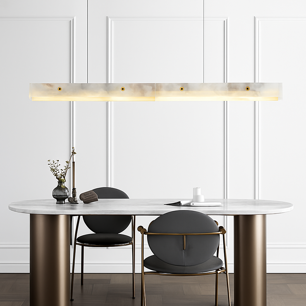 lustre en marbre et acier inoxydable à led dimmable
