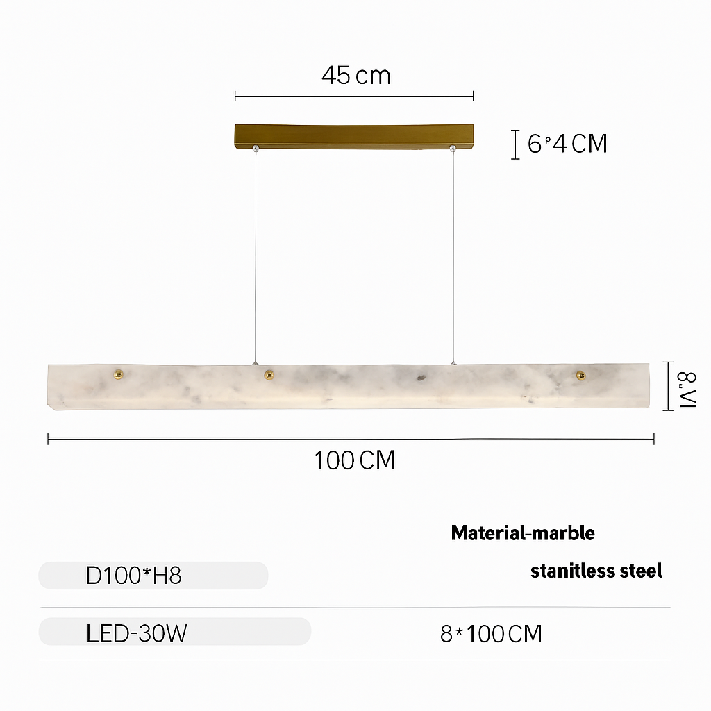 lustre en marbre et acier inoxydable à led dimmable