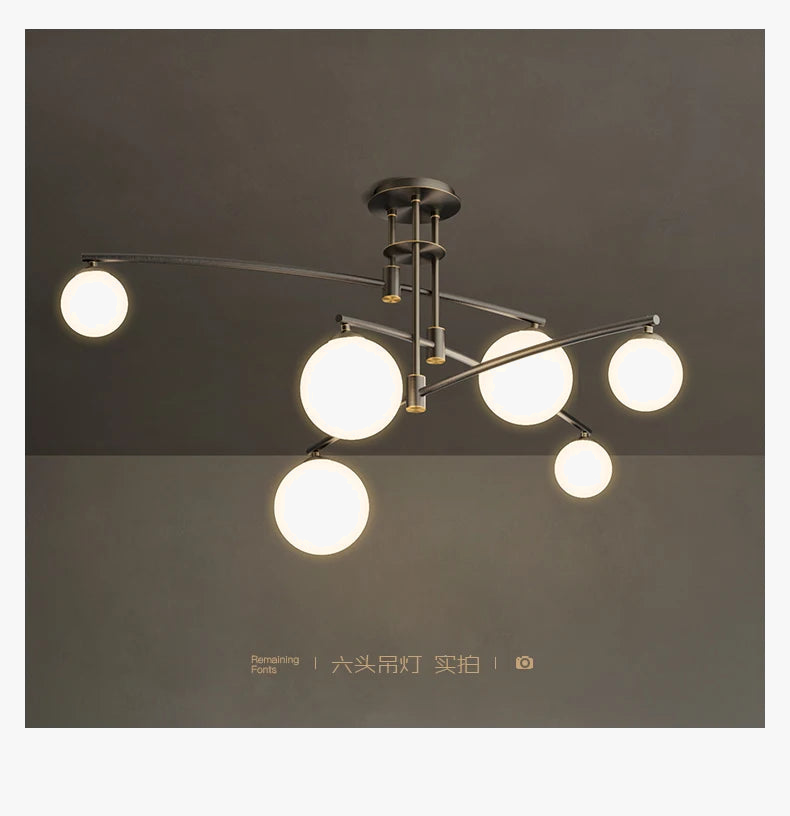 lustre en or avec boule de verre pour éclairage intérieur