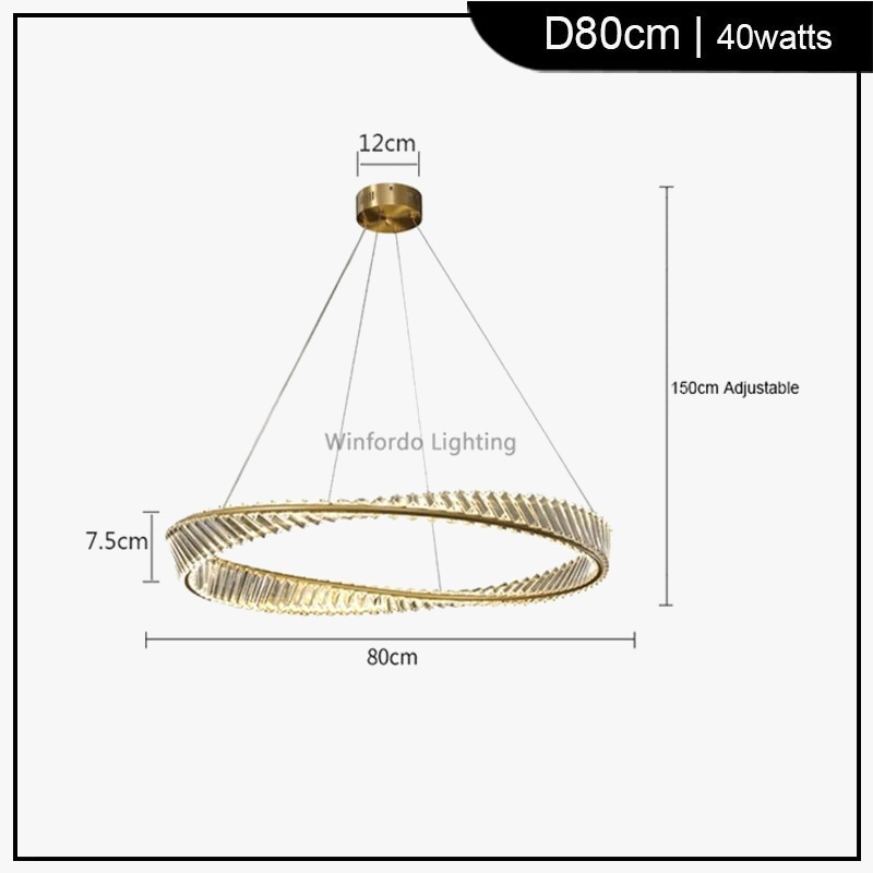 lustre en or de luxe avec éclairage en cristal winfordo