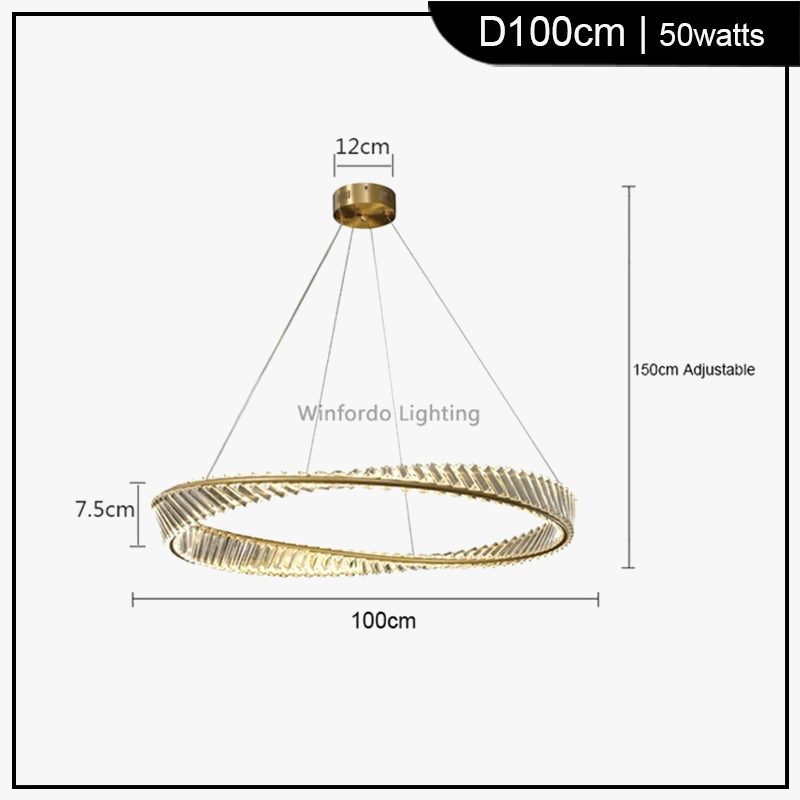 lustre en or de luxe avec éclairage en cristal winfordo