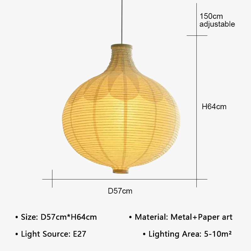 lustre en papier japonais ronde avec lumière décorative suspendue