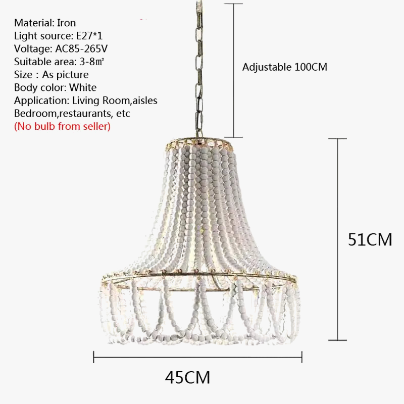 lustre en perles de bois style bohème nordique et rural américain