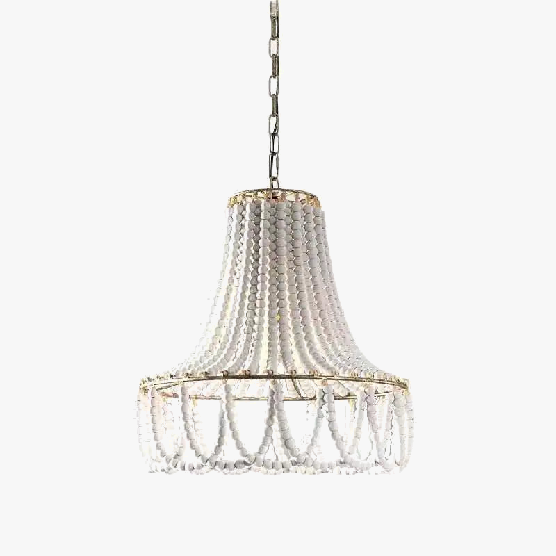lustre en perles de bois style bohème nordique et rural américain