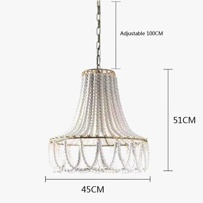 lustre en perles de bois style bohème nordique et rural américain