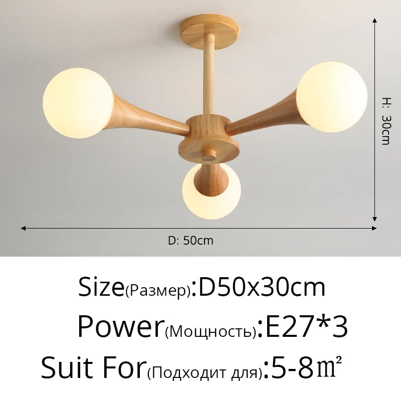 lustre en rondins style japonais nordique en bois massif