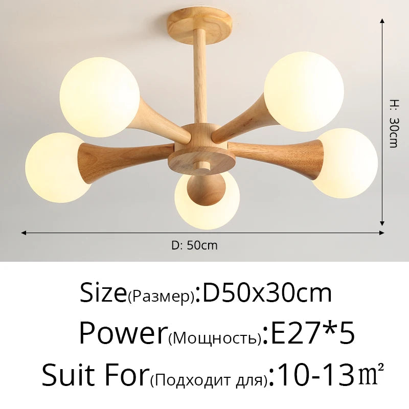 lustre en rondins style japonais nordique en bois massif