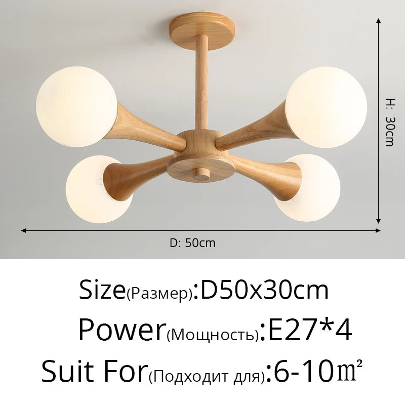 lustre en rondins style japonais nordique en bois massif