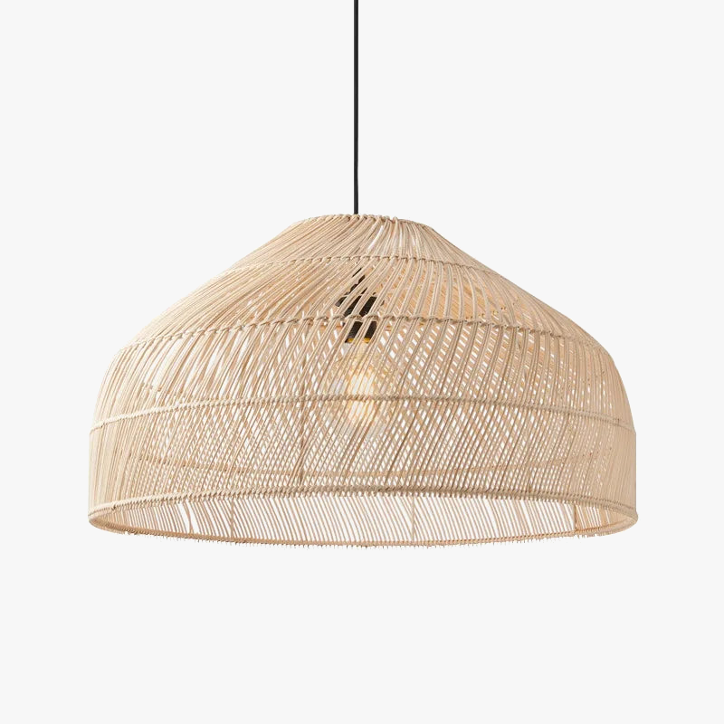 lustre en rotin style asiatique vintage avec led suspendue