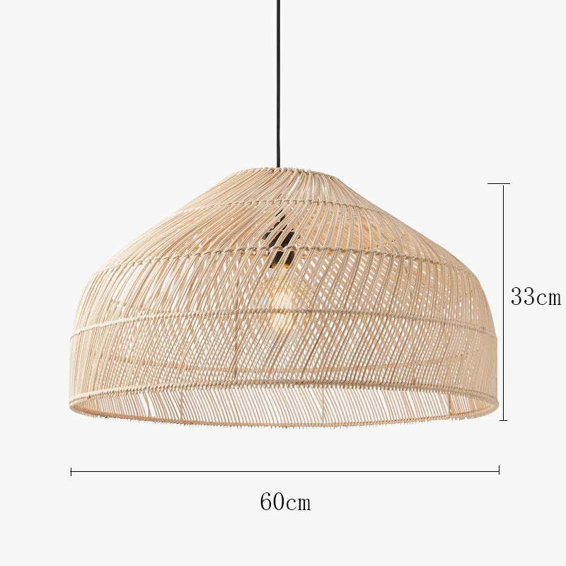 lustre en rotin style asiatique vintage avec led suspendue
