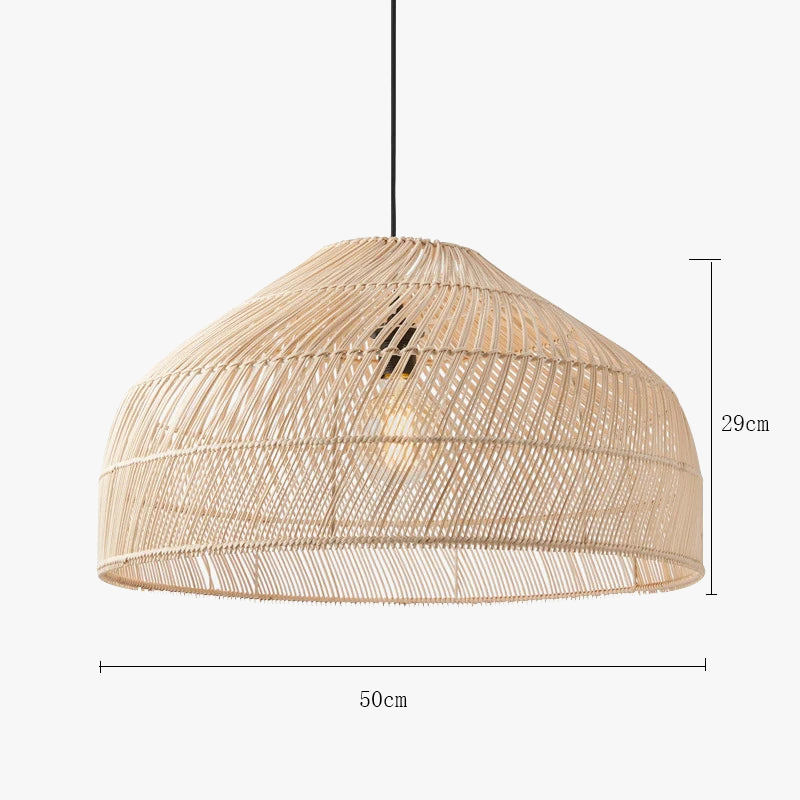lustre en rotin style asiatique vintage avec led suspendue
