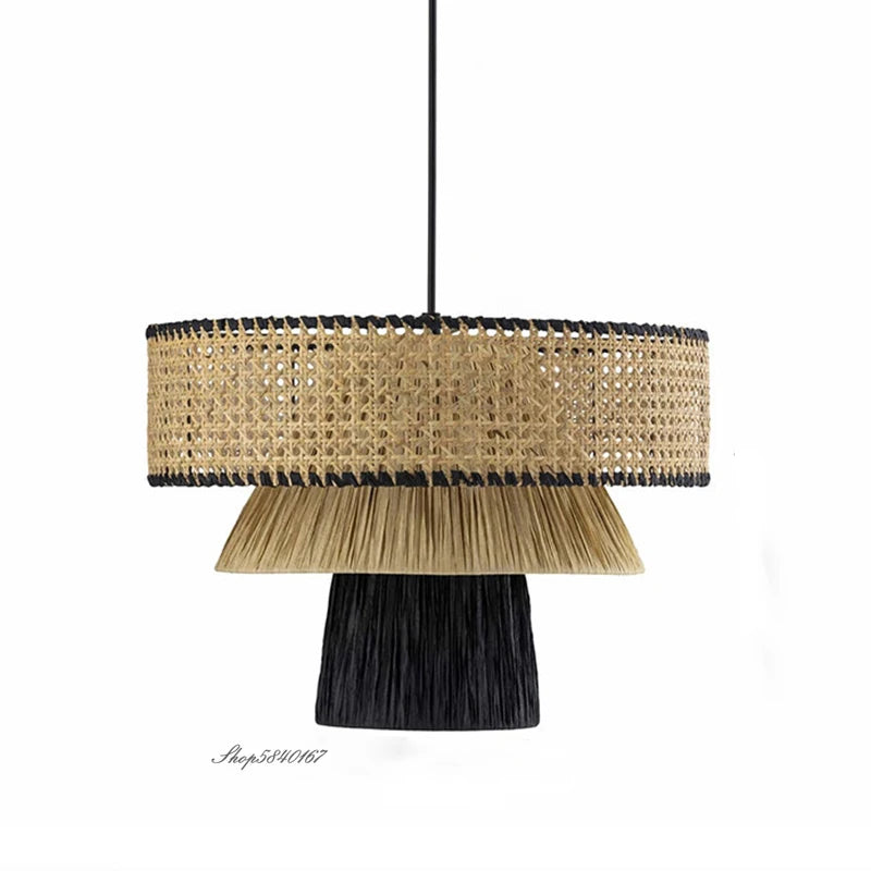 lustre en rotin style japonais fait à la main créatif
