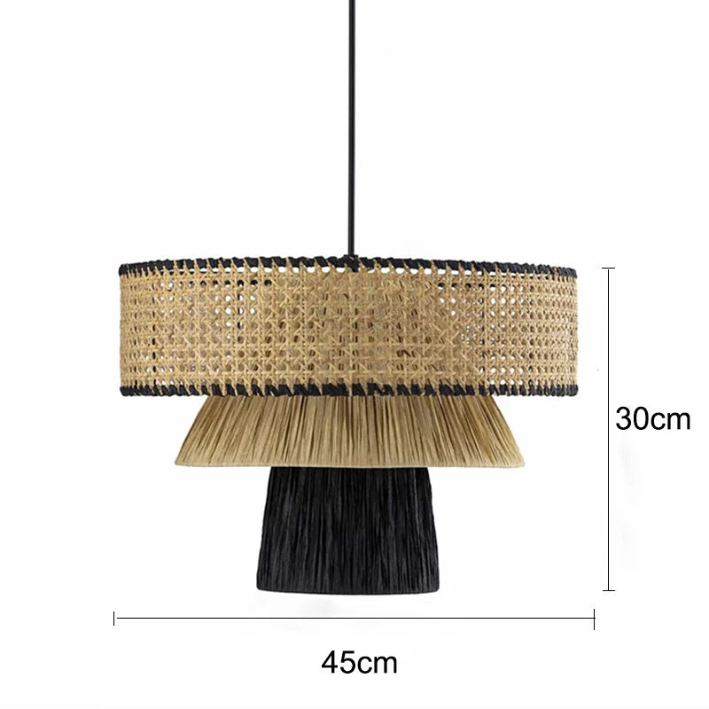 lustre en rotin style japonais fait à la main créatif