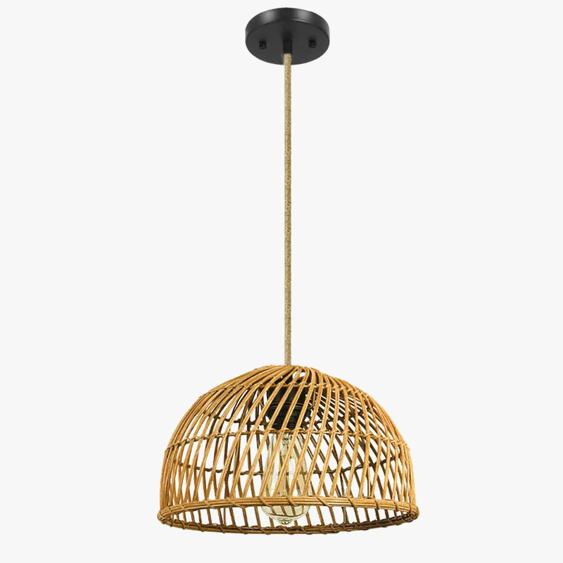 lustre en rotin tissé à la main avec suspension led