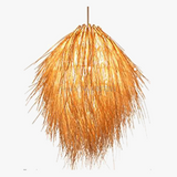 lustre en rotin tissage bambou chapeau de paille lampe pastorale décor salle