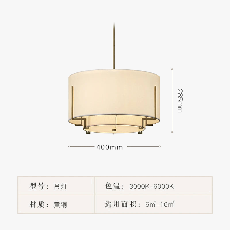 lustre en tissu chinois rond style rétro pour intérieur élégant