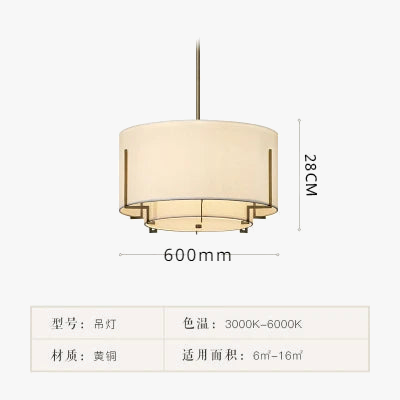 lustre en tissu chinois rond style rétro pour intérieur élégant