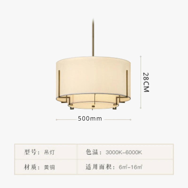 lustre en tissu chinois rond style rétro pour intérieur élégant