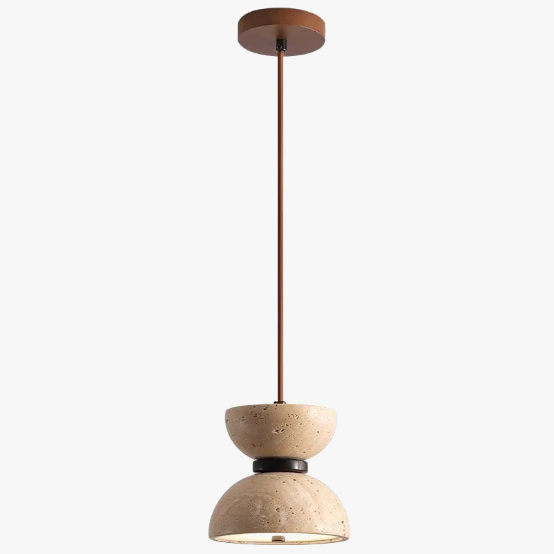 lustre en travertin japonais style wabi-sabi design créatif ambiance chaleureuse