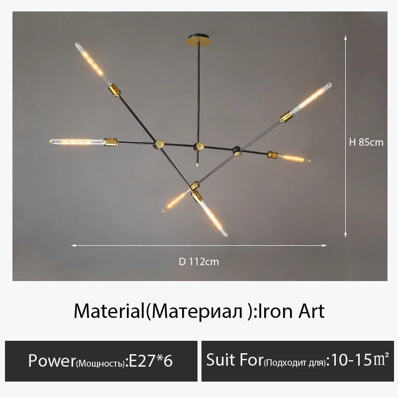 lustre en tube de verre design nordique pour décoration intérieure