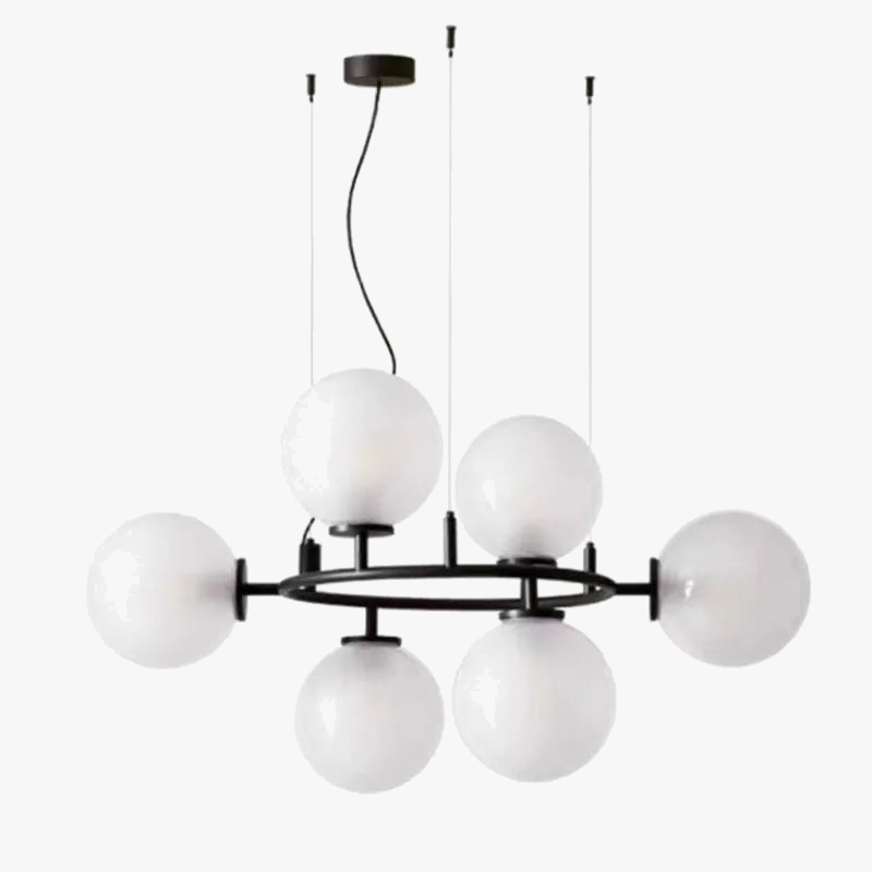 lustre en verre avec anneau noir design moderne et réglable