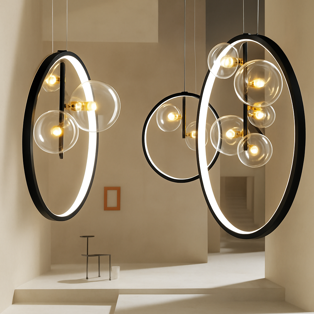 lustre en verre à bulles style nordique pour décoration moderne