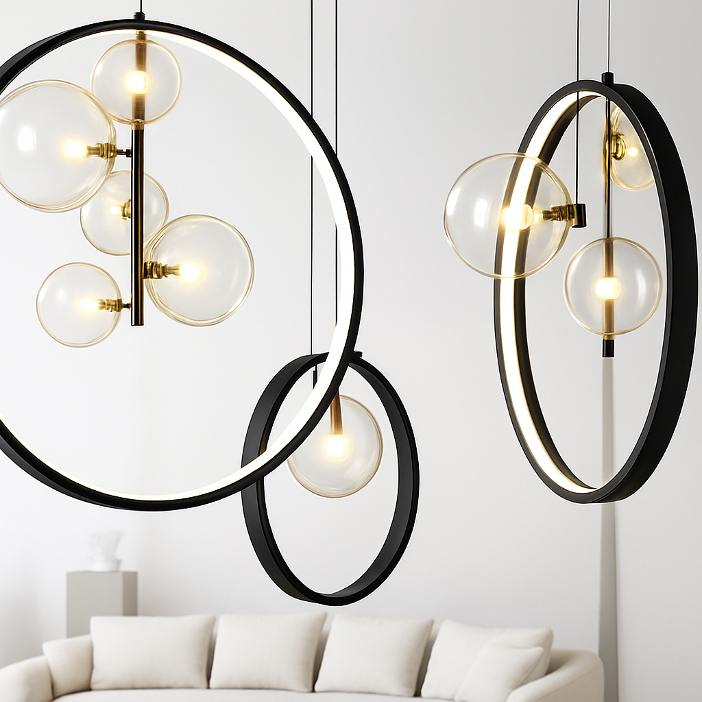 lustre en verre à bulles style nordique pour décoration moderne