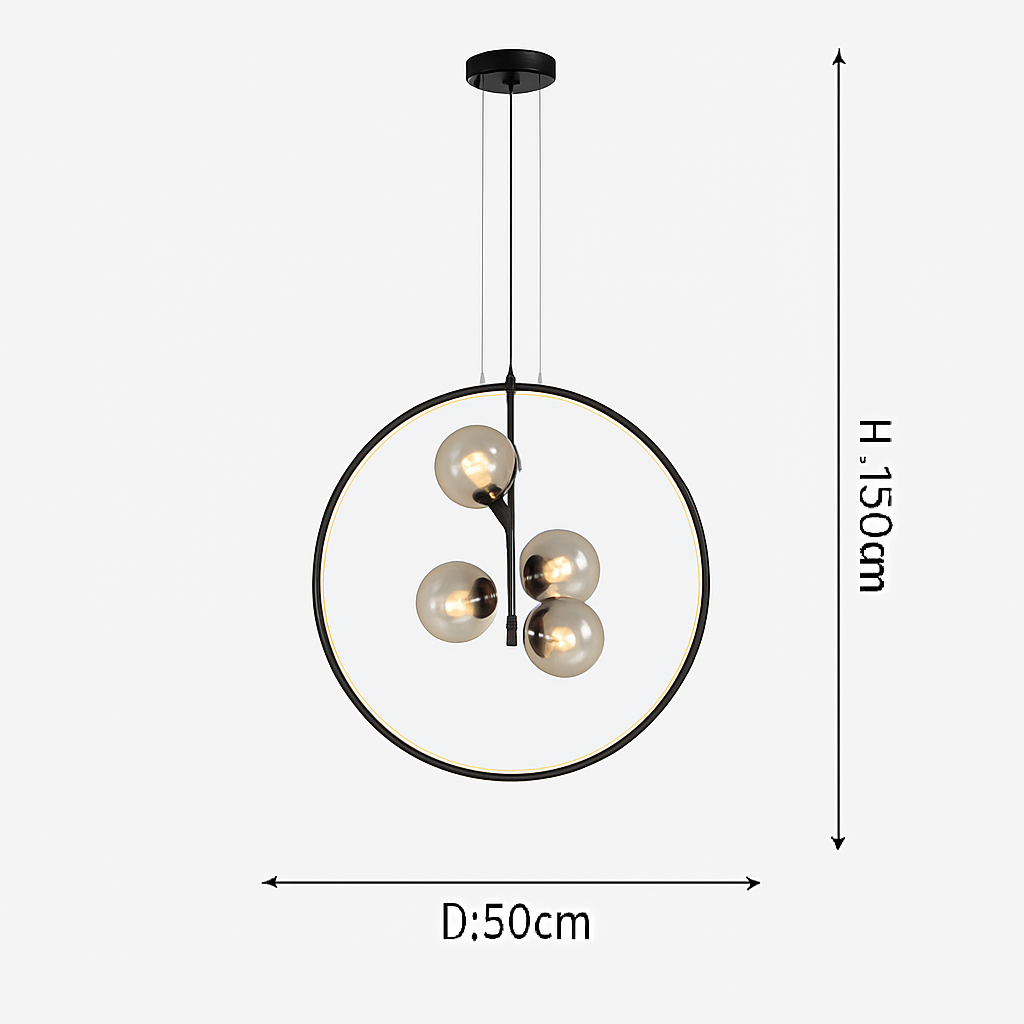 lustre en verre à bulles style nordique pour décoration moderne