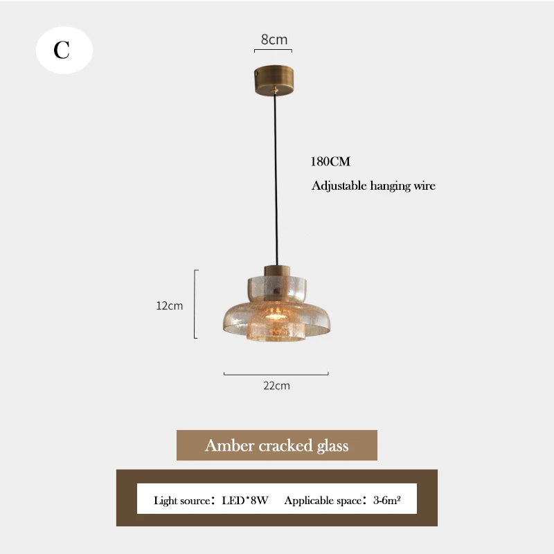 lustre en verre craquelé design rétro minimaliste pour intérieur moderne