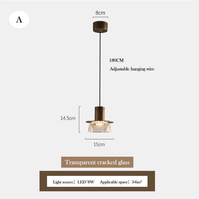 lustre en verre craquelé design rétro minimaliste pour intérieur moderne