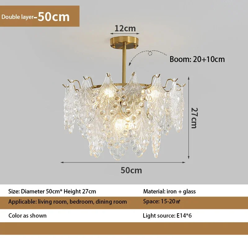 lustre en verre de luxe pour décoration intérieure romantique