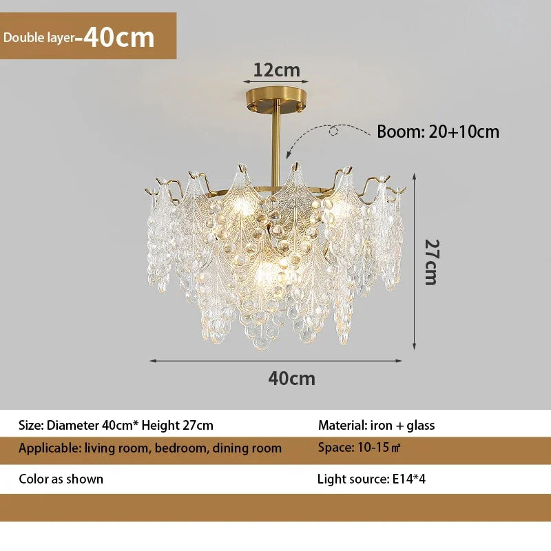lustre en verre de luxe pour décoration intérieure romantique