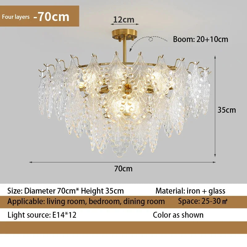 lustre en verre de luxe pour décoration intérieure romantique