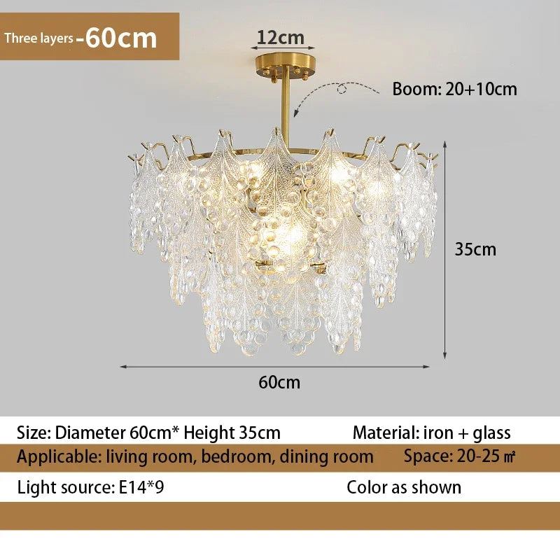 lustre en verre de luxe pour décoration intérieure romantique