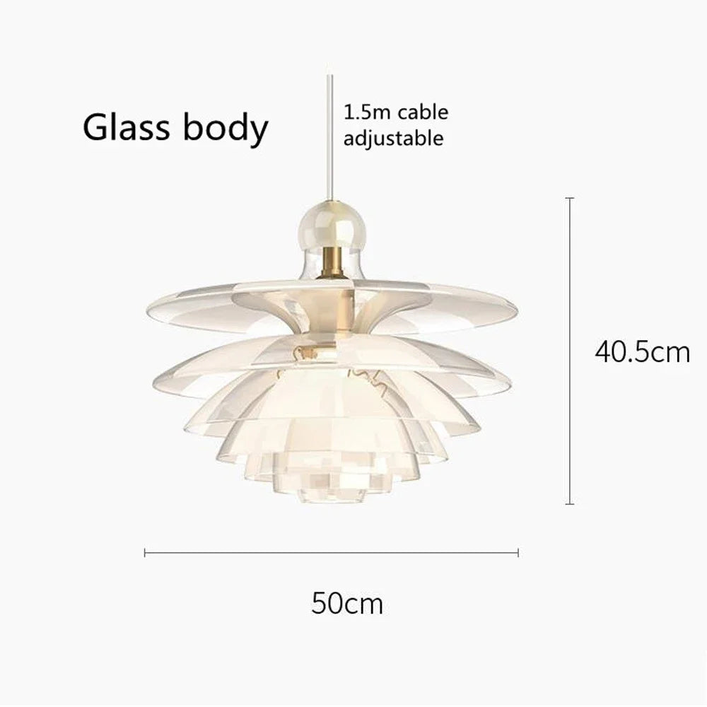 lustre en verre led moderne design scandinave éclairage suspendu élégant