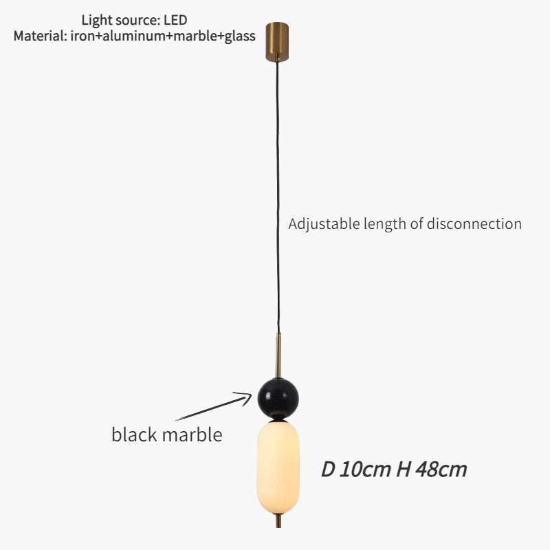 lustre en verre minimaliste éclairage créatif en marbre naturel