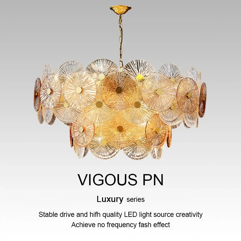 lustre en verre moderne avec lumière led design élégant
