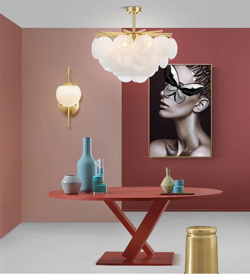 lustre en verre nordique en fer pour décoration de luxe