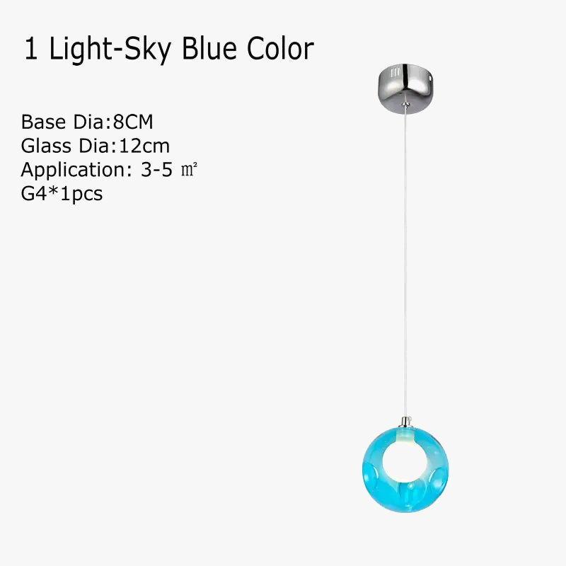 lustre en verre soufflé créatif avec appliques colorées led g4 suspendues