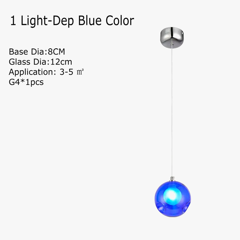 lustre en verre soufflé créatif avec appliques colorées led g4 suspendues