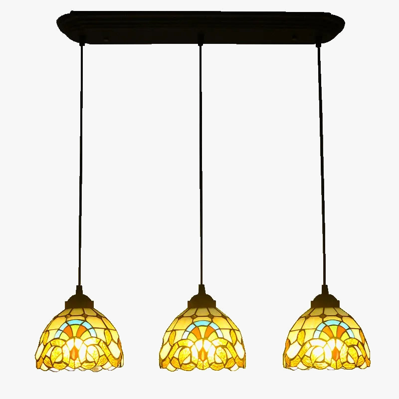 lustre en verre style tiffany à 3 têtes pour décoration antique