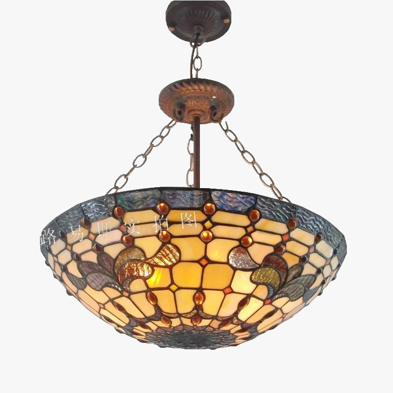 lustre en verre tiffany classique style européen pour décoration intérieure