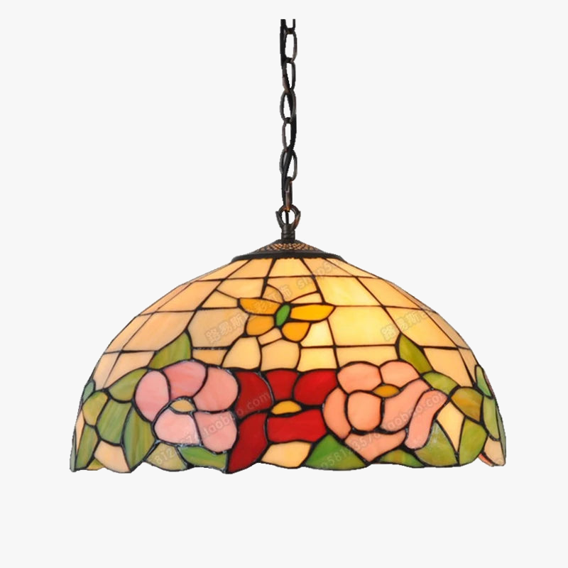 lustre en verre tiffany style européen avec papillon et fleur