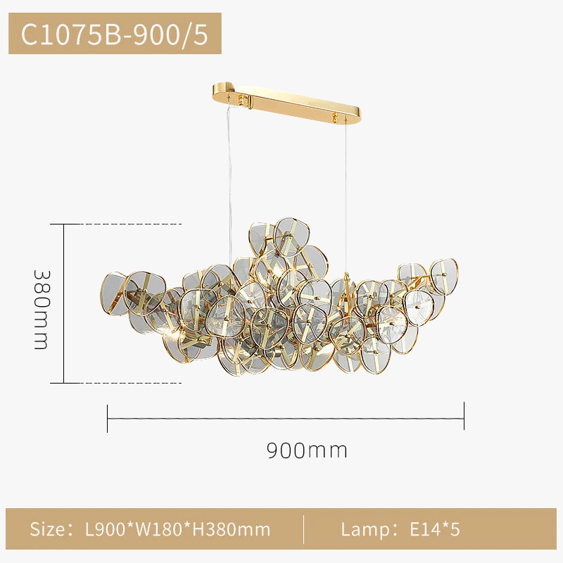 lustre en verre tournesol luxe design créatif pour espace moderne